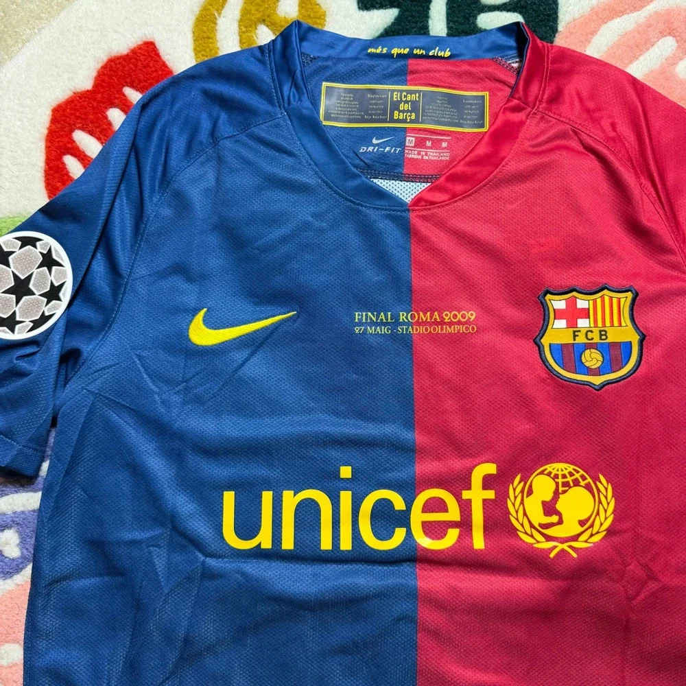 Nike FC Barcelona 2009 Champions League Final Roma Messi 10 Jersey Blue Red M